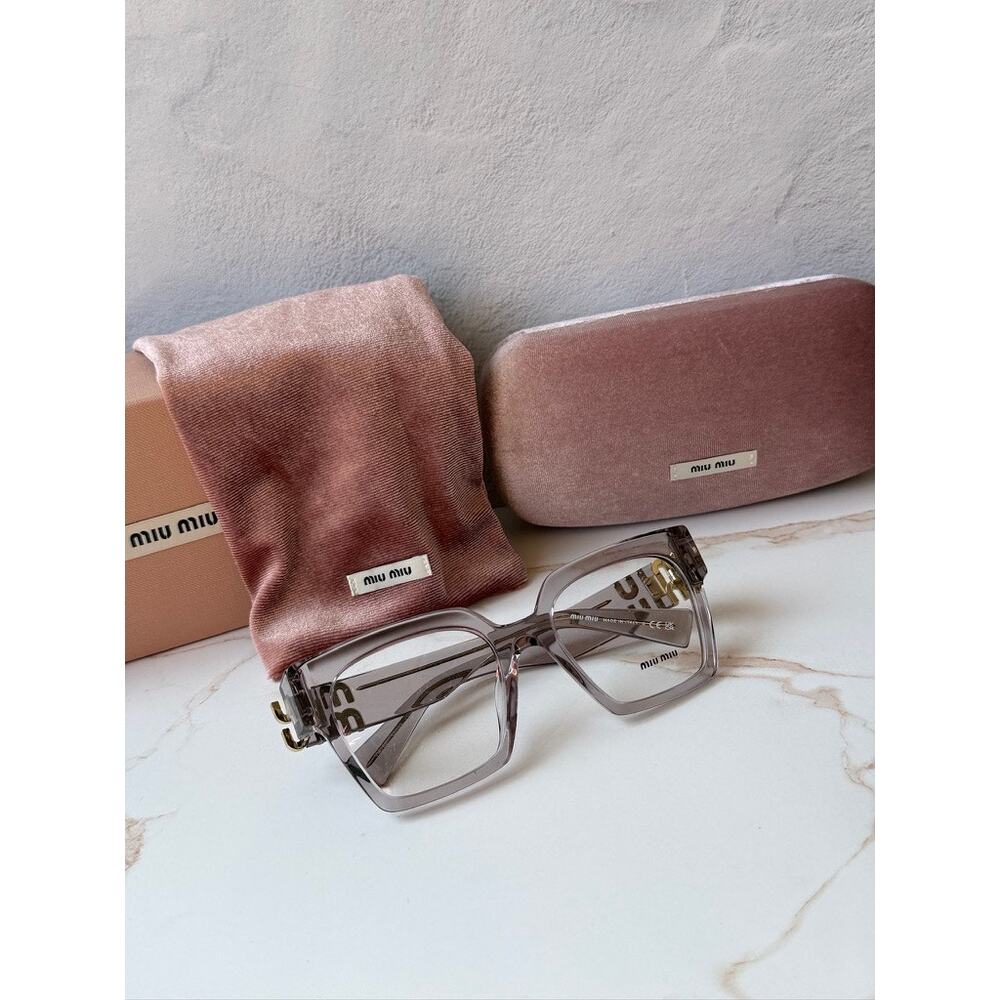 NEW Miu Miu MU04UV Oversized Square Eyeglasses in Pink - Picture 3 of 7